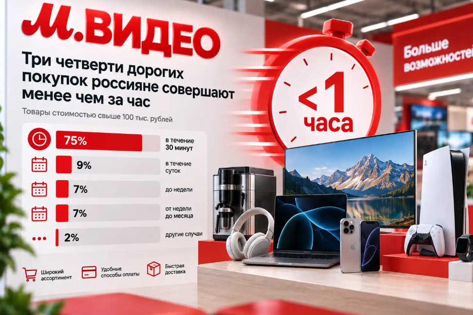 «М.Видео»: 75% дорогих покупок оформляют за первые полчаса