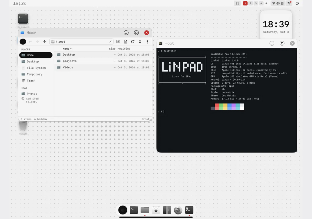 LinPad запускает Linux-среду с десктопными приложениями на iPad