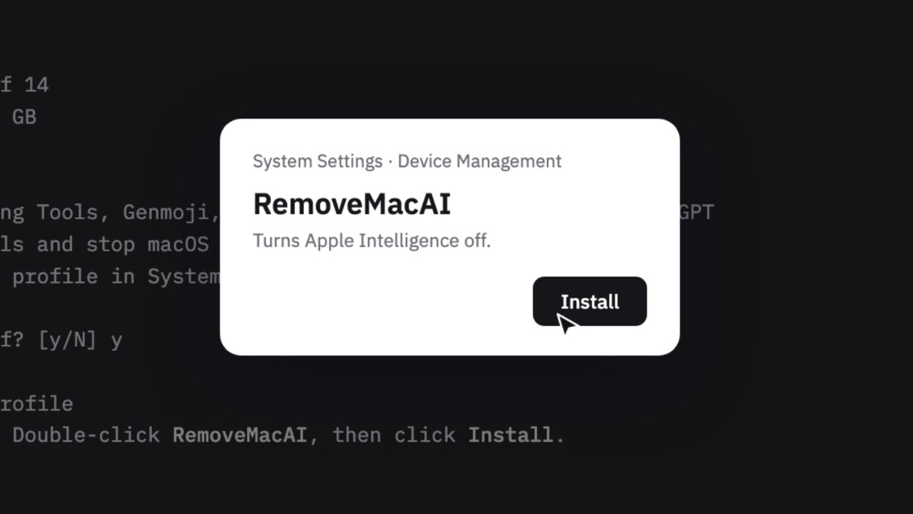 RemoveMacAI удаляет встроенные AI-модели Apple с Mac