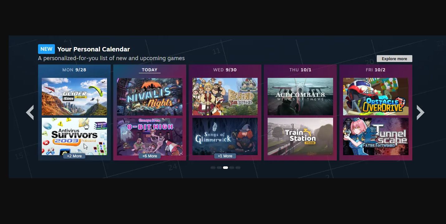 Valve перенесла «Персональный календарь» из Steam Labs в аккаунты пользователей