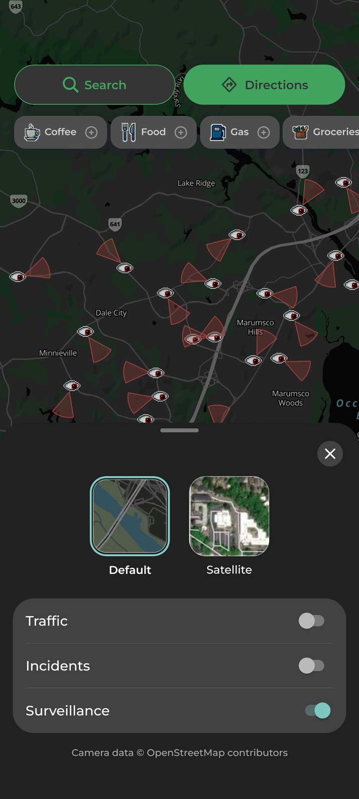 MapQuest добавил карту камер Flock и других систем ALPR